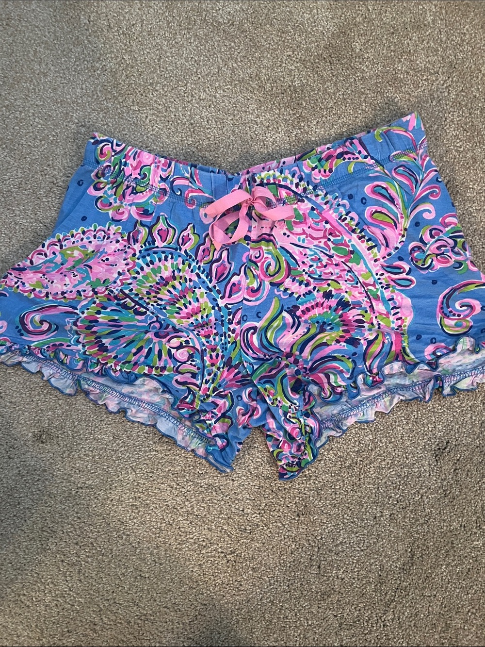 Lilly Pulitzer Blue Paisley Print Pajama/Lounge Shorts. Medium. EUC